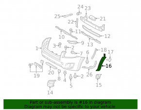 Left front bumper arch molding for Toyota Rav4 2013-2015 pre-restyling