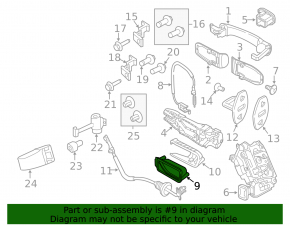 Inside door handle, front right, VW Jetta 11-18 USA