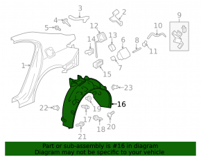 Rear left fender liner Acura TLX 15-17