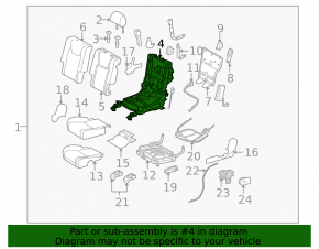 Rear left seat runners, 2nd row, Lexus RX350 RX450h 10-15, mechanical, without frame