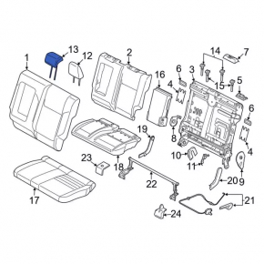 Rear right headrest Ford C-max MK2 13-16 beige leather, cleanable