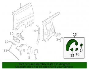 Rear right mudguard Ford Transit Connect MK2 13-