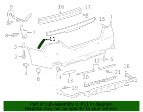Rear bumper cover right Toyota Camry v70 18-24 SE/XSE