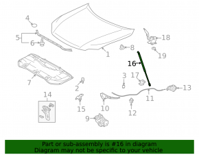 Hood shock absorber right Lexus RX350 RX450h 10-15