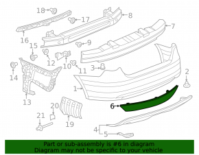 Left rear bumper reflector for VW Jetta 11-14 USA