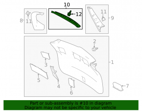 Upper trunk door trim for Toyota Rav4 13-18, black, scratches