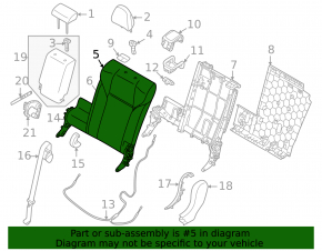 Mitsubishi Outlander 22-24 2nd row rear seat back trim, gray leather, left
