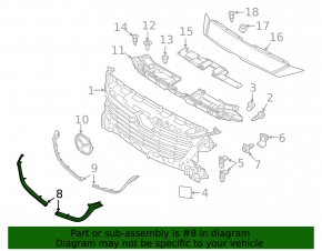 Right radiator grille molding for Mazda 3 17-18 BM chrome