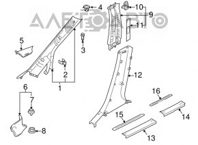 Center pillar trim lower left Mazda CX-7 06-09