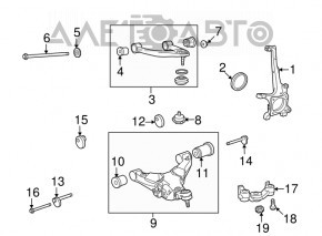 Upper control arm, front right, Toyota Sequoia 2008-2016