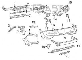Jeep Cherokee KL 14-18 pre-rest rear bumper cover cap for Trailhawk towbar