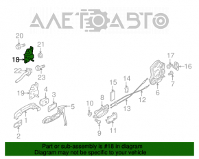 Upper rear right door hinge for Suzuki Kizashi 10-15
