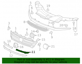 Chrome molding for the left grille of a Honda Pilot 16-18