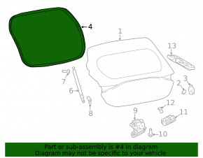 Rubber seal for the trunk door of the Infiniti QX30 17-19