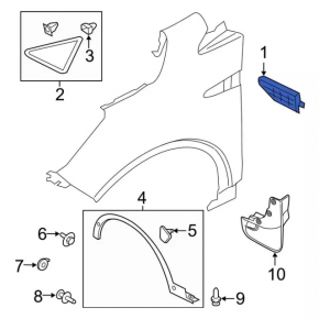 Front left wing molding Ford Escape MK3 17-19 rest chrome