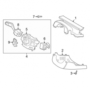 2020 Ford Bronco Sport steering column switch assembly without heated steering wheel and rain sensor