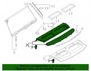 Rear shelf Audi A6 C7 16-18 rest for curtain, black