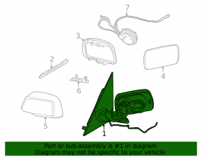 Right side mirror assembly BMW X3 E83 03-10 without cover, without mirror element