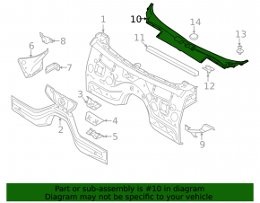 Plastic windshield wiper grille for BMW X3 F25 11-17, broken mounting.