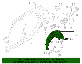 Mini Cooper Countryman R60 10-16 rear right fender liner is torn