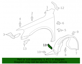Left front fender liner hatch VW Passat b7 12-15 USA