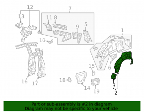 Rear right fender liner for Toyota Solara 2.4 04-08