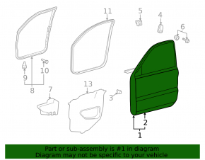 Bare front right door Toyota Land Cruiser 08-11