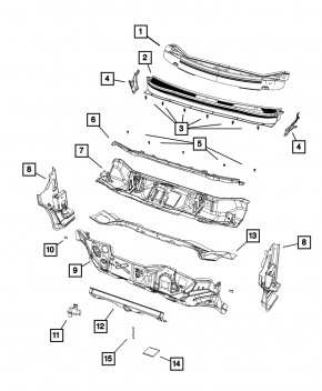 Right windshield wiper seal for Jeep Cherokee KL 14-18