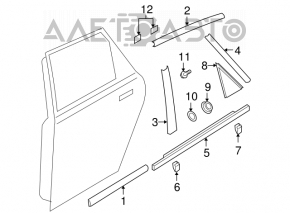 Right rear side door trim for Mazda3 03-09 HB