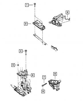 Right engine mount Dodge Grand Caravan 11-20 with bracket