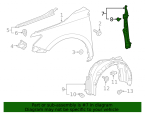 Right door-wing seal for Toyota Camry V55 15-17 USA