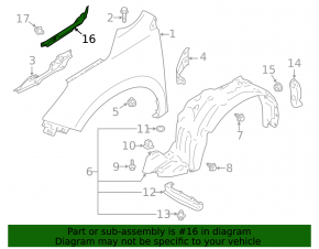 Left hood-wing seal for Subaru Forester 14-18 SJ