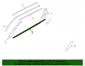 Door-glass molding, center rear right, Kia Optima 16-20