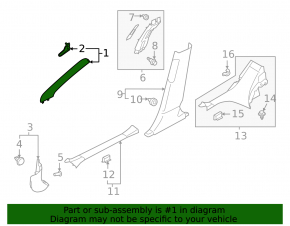 Upper right front pillar trim Subaru Forester 25-26 black, scratches