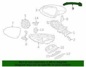 Left turn signal mirror Porsche Cayenne 958 15-18