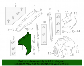 Front left wing Porsche Macan 15-18 lower part