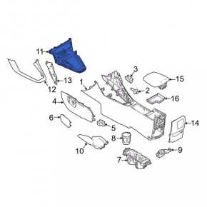 Ford Focus mk3 15-18 center console trim, gray