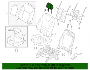 Front left headrest for Ford Escape MK3 2017-2019, black fabric, gray stitching
