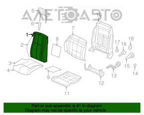 Driver's seat Jeep Compass 11-16 without airbag, cloth beige