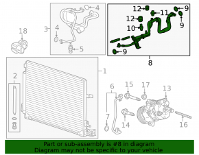 Air conditioner tube compressor-heater Cadillac CTS 14- 3.6 2.0T