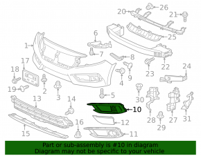 Bumper grille right Honda Civic X FC 19-21 without fog lights, scratches
