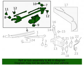 Windscreen wiper trapezoid with motor front Subaru Forester 08-13 SH