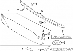 Hyundai Tucson 19-21 trunk lid trim bracket