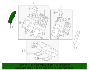 Side trim rear seats right Kia Optima 11-15 USA rag gray, rusty fasteners, for dry cleaning