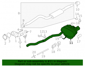 Muffler rear part barrel BMW 5 F10 12-16 2.0T with damper