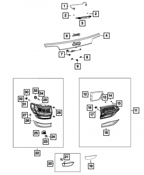 Jeep Grand Cherokee WK2 14-16 Trunk Door Molding w/o Camera