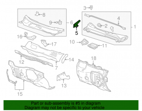 Left windshield wiper seal Chevrolet Equinox 10-17 torn