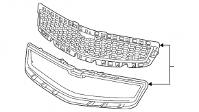 Radiator grill central Chevrolet Malibu 13 dorest chrome