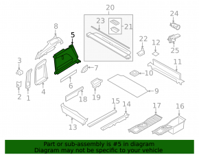 Front right arch trim BMW X5 F15 14-18 black for 3 rows without mesh
