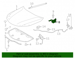 Right hood hinge for Toyota Avalon 13-18